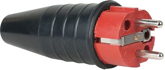 Rubber Schuko 230V/240V CEE7/VII Connector Male Red