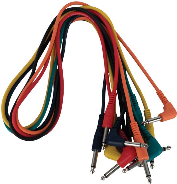 DAP FL14 - 6 farbige unbal. Klinke-Patchkabel gerade > 90° 90 cm