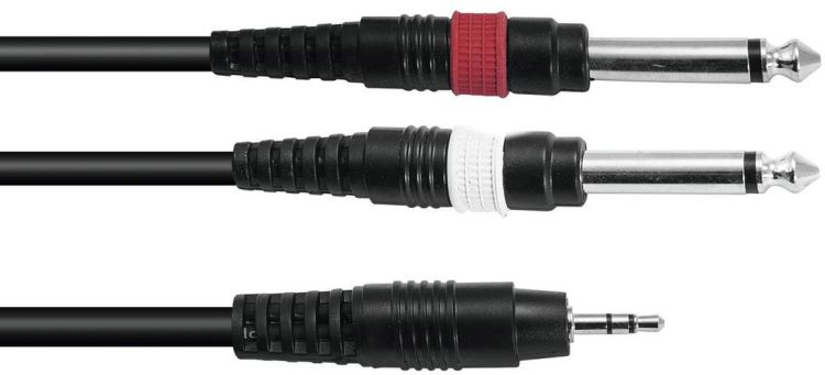 OMNITRONIC Adapterkabel 3,5 Klinke/2xKlinke 6m sw