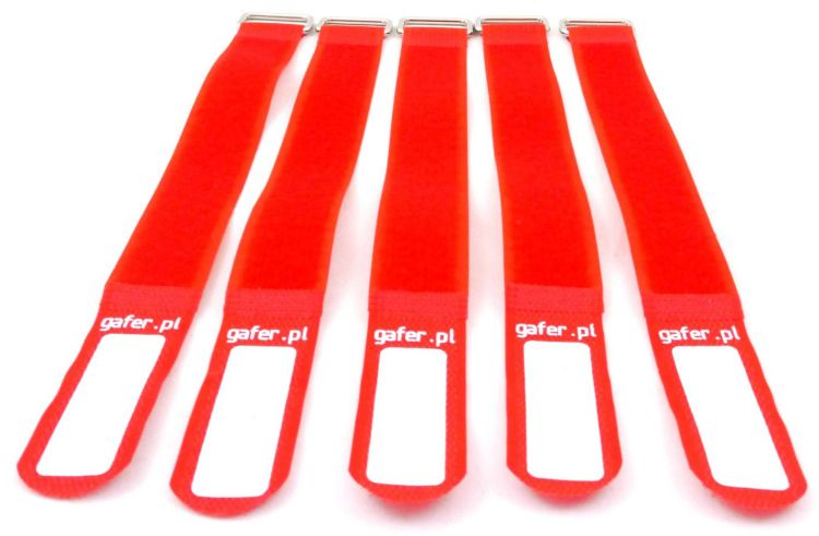 GAFER.PL Kabelbinder Klettverschluss 25x400mm 5er Pack rot