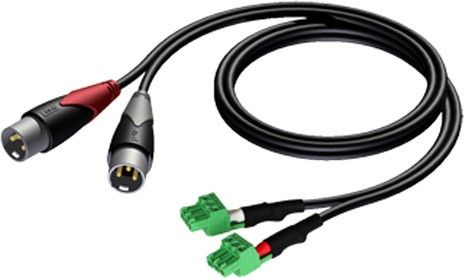 Audac CLA 83415 Kabel 2 x XLR male auf 2 x Terminal Block (3P - 3.81mm) 1,