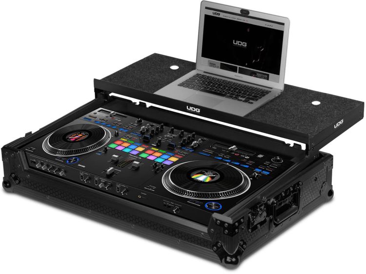 UDG Ultimate Flight Case Pioneer DJ DDJ-REV7 Schwarz Plus (Laptop-Ablage + Rollen)