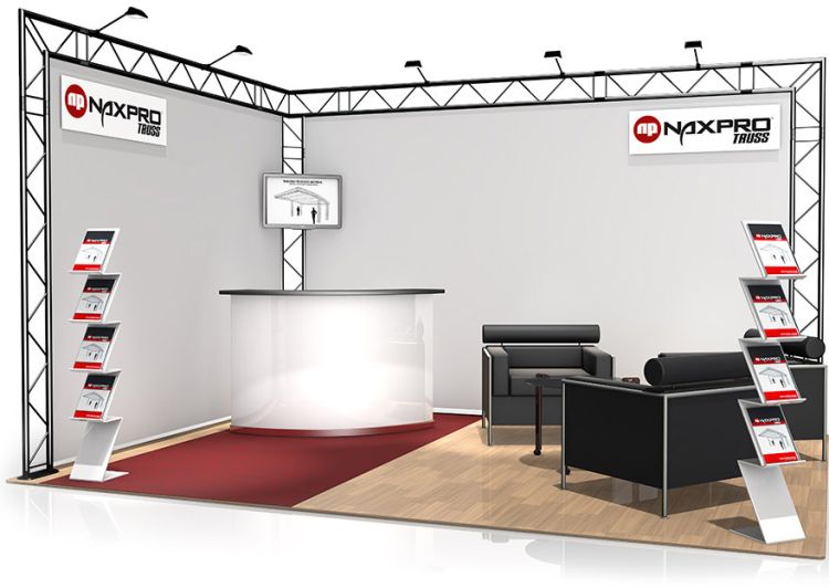 Messestand FD 22 - 3 x 4 x 2,5 m (LxBxH) - 12 m² RAL9005 - Schwarz - Seidenmatt