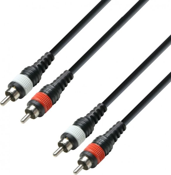 Adam Hall Cables K3 TCC 0300 M - Audiokabel ummantelt 2 x RCA-Stecker auf 