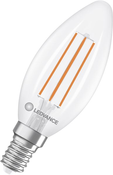 LEDVANCE LED Classic B 60 Glühfaden Energieeffizienzklasse A S 3,8 W 827 Klar E14
