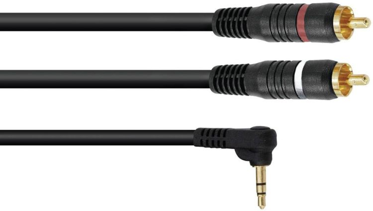 OMNITRONIC Adapterkabel 3,5 Klinke 90°/2xCinch 1,5m