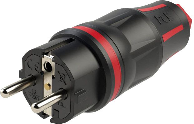 PCE Rubber Schuko Connector Male Schwarz