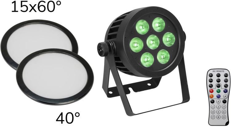 EUROLITE Set LED IP PAR 7x8W QCL Spot +2x Diffusorscheibe (15x60° und 40°)