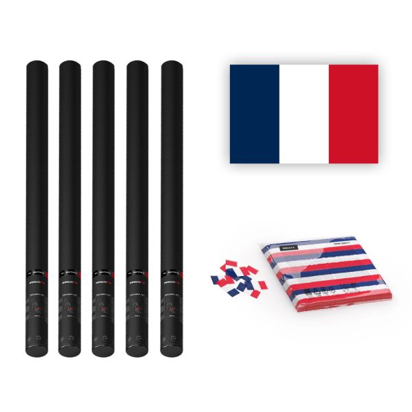 Magic FX Slowfall Konfetti Flagge Frankreich 55x35mm- 1kg + 6x Handbetriebene Kanone PRO 80cm - Leer