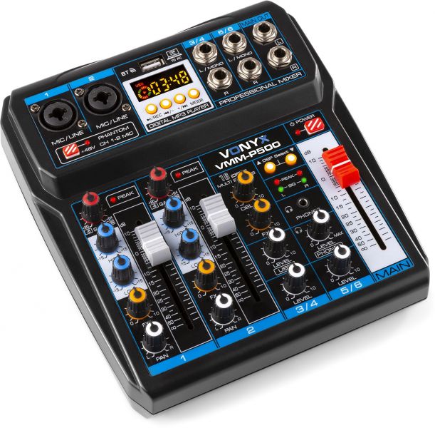 Vonyx VMM-P500 4-Kanal-Musikmischpult mit DSP/USB und MP3/BT