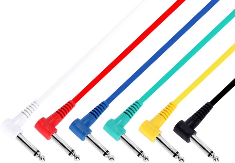Adam Hall Cables 3 STAR IRR 0090 SET - 6er Set Patchkabel 6,3 mm Winkelklinke mono 0,90 m