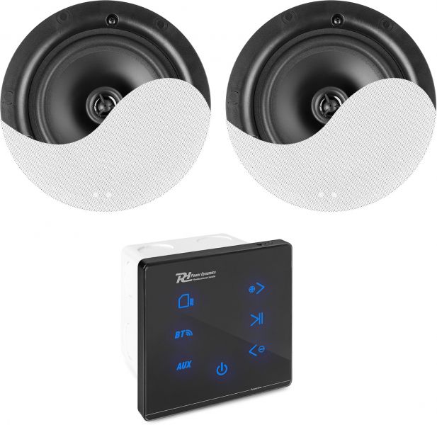 Power Dynamics Powerline A50BSet Wandeinbau-Audio-Verstärker mit 2 Deckenlautsprechern