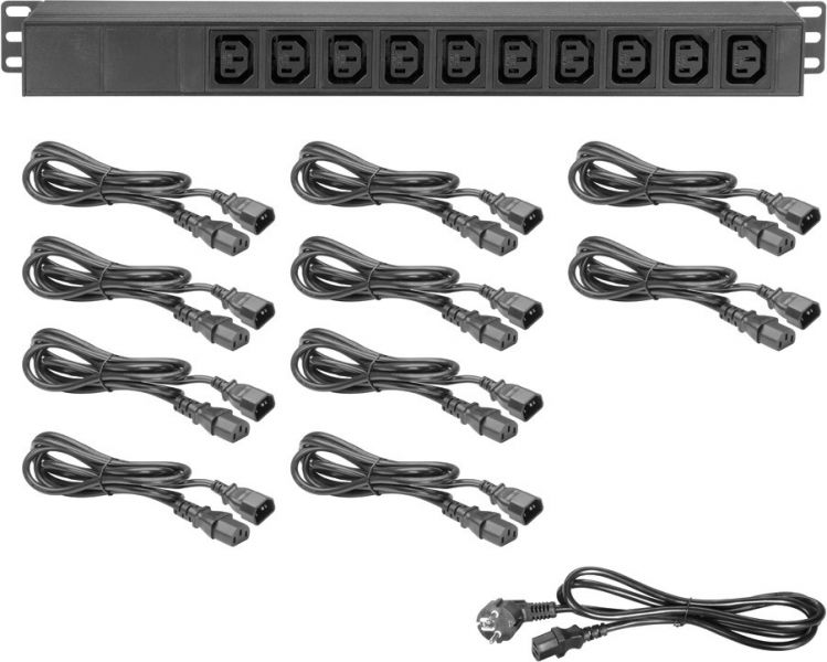 Adam Hall 19" Parts 87471 IEC 19" Steckdosenleiste 10-fach, IEC