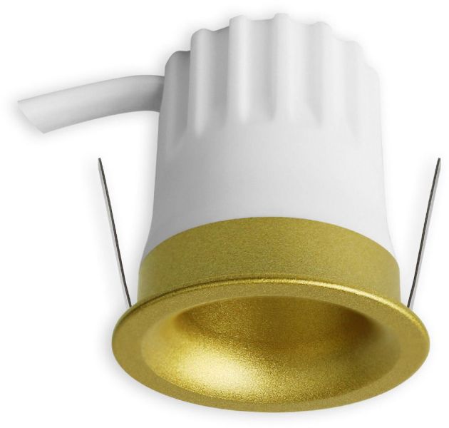 ISOLED LED Einbaustrahler BACK32, gold, rund, 5W, CRI90, 3000K, rückversetzt, Honeycomb, dimmbar
