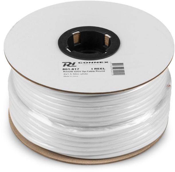 PD-Connex RX10W 100V Lautsprecherkabel Rund 2 x 1,5mm² weiß 50m