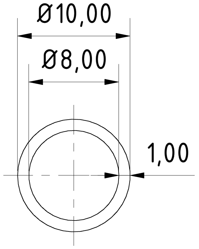 Riggatec Tube d'aluminium Circulaire 10x1 mm Longueur 2,0 m - à