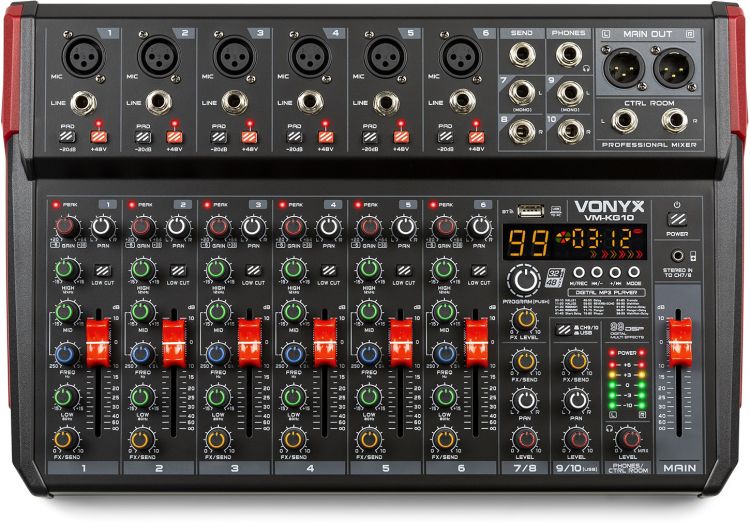 Vonyx VM-KG10 Musikmischpult 10-Kanal BT/DSP/USB Aufnahme