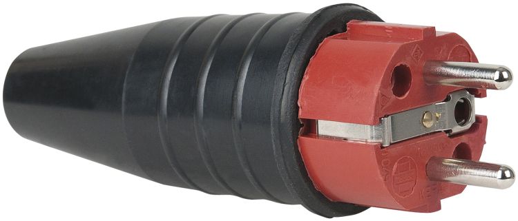 Rubber Schuko 230V/240V CEE7/VII Connector Male Red