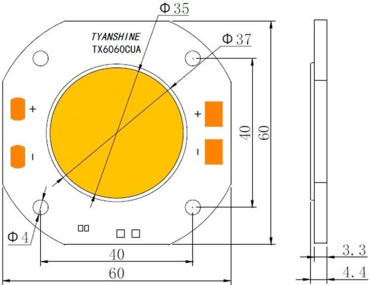 LED COB 250W LED PFE-250 3000K Profile Spot (TX-6060W250D180CUY)
