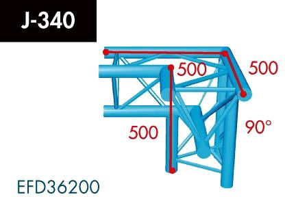 X3K-30/H (Heavy Duty) J-340 3-Weg Ecke, Winkel 90°, Spitze unten