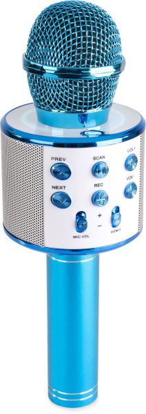 Max KM01 Karaoke-Mikrofon mit eingebauten Lautsprechern BT/MP3 Blau