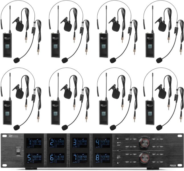Power Dynamics PD528B UHF-Drahtlos-Mikrofonset mit 8 Taschensender-Mikrofonen -B-Stock-