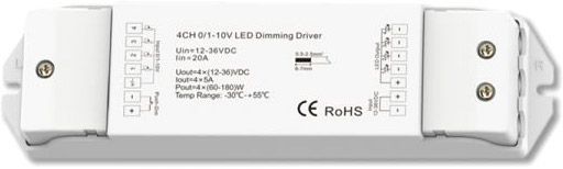 ISOLED 1xPush/4x1-10V Input PWM-Controller, 4 Kanal, 12-36V DC 4x5A