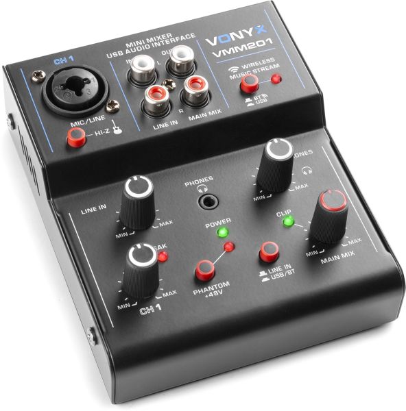 Vonyx VMM201 2-Kanal-Mischpult mit USB-Audioschnittstelle