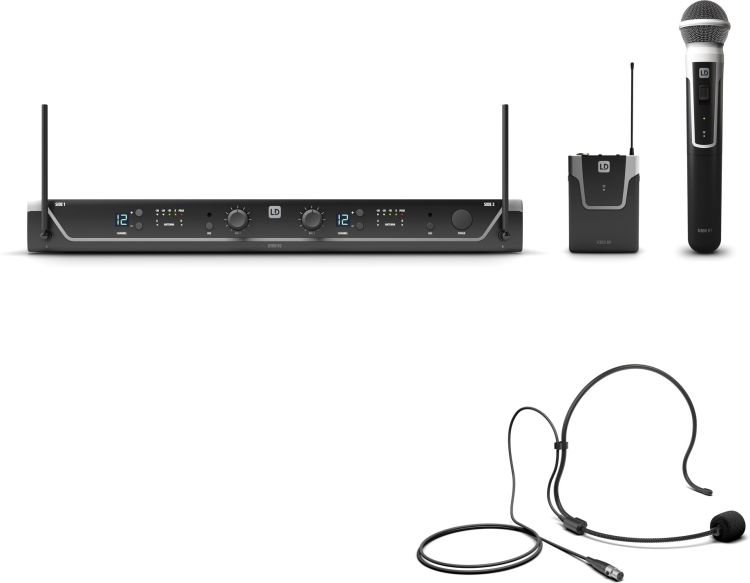 LD Systems U308 HBH 2 - Funkmikrofon System mit Bodypack, Headset und Handmikrofon dynamisch