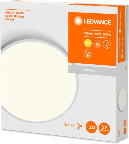 LEDVANCE ORBIS® LED Wand- und Deckenleuchte mit Sensor 33,5cm 24W / 3000K Warmweiß