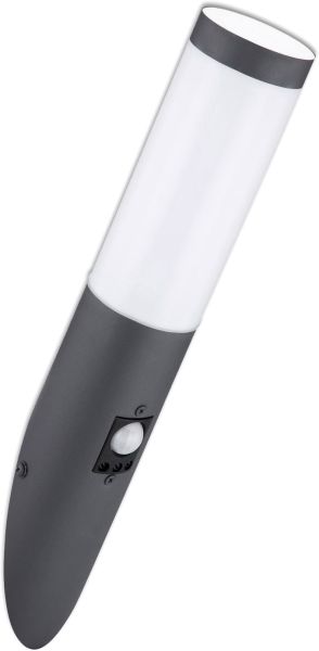 ISOLED Wandleuchte anthrazit, PIR Bewegungssensor, IP44, 1x E27 Fassung, exkl. Leuchtmittel