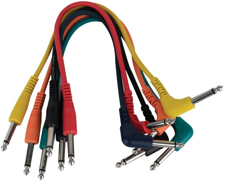 DAP FL14 - 6 farbige unbal. Klinke-Patchkabel gerade > 90° 30 cm