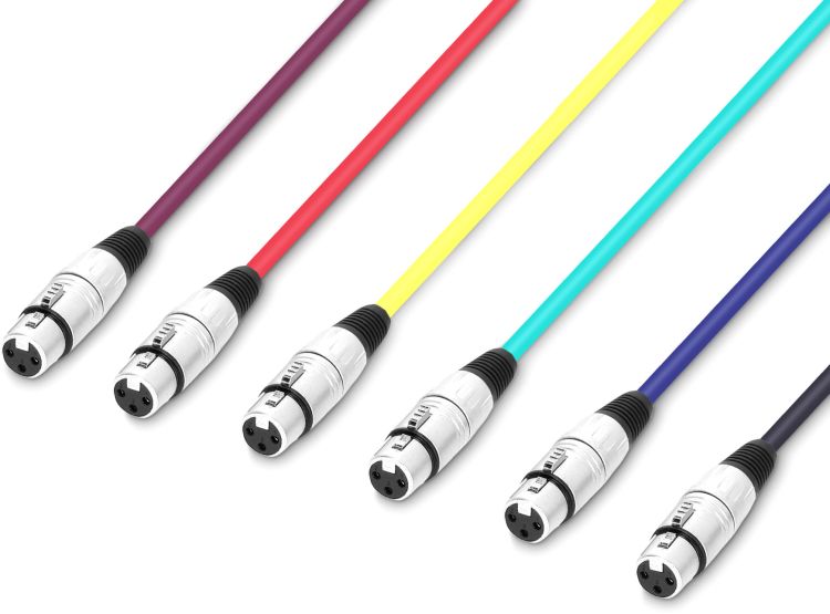 Adam Hall Cables 3 STAR MMF 0100 SET - 6er Set Mikrofonkabel XLR female auf XLR male 1 m
