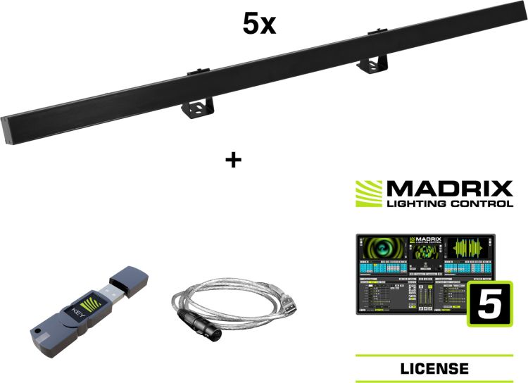 EUROLITE Set 5x LED PR-100/32 Pixel DMX Rail sw + Madrix Software