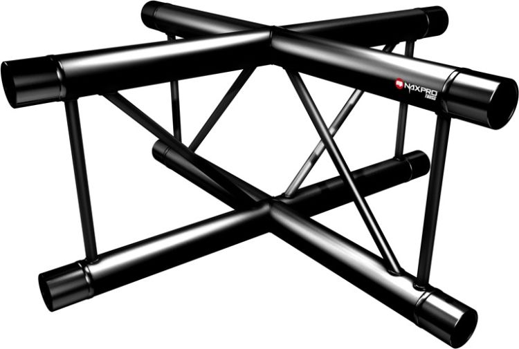 Naxpro-Truss FD 22 C41V 90° 4 Weg Winkel RAL9005 - Schwarz - Seidenmatt