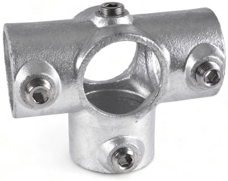 Riggatec Rohrverbinder T-Stück für Stützrohr für 48,3 mm Rohr in Silber