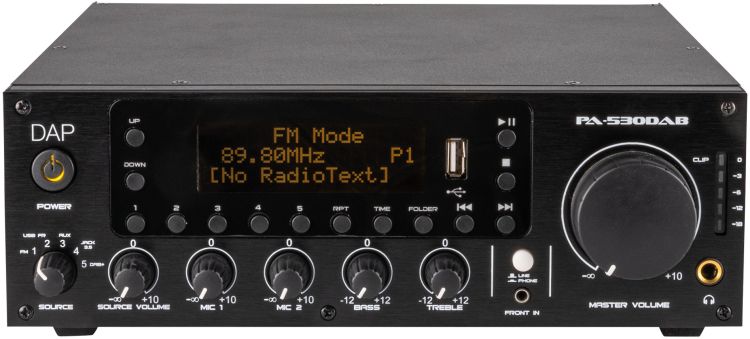 DAP-Audio PA-530DAB 3-Kanal-Mischverstärker, 30 W, 100 V