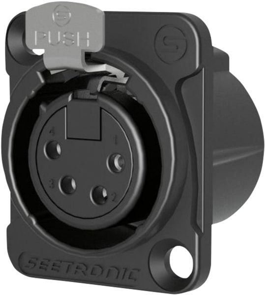 SEETRONIC XLR 4P-Chassis – Buchse, silberne Kontakte – schwarzes Gehäuse