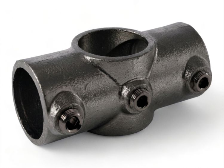 Riggatec Rohrverbinder Kreuzstück durchgehend für 48,3 mm Rohr in Schwarz
