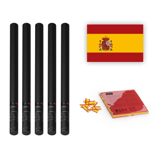 Magic FX Slowfall Konfetti Flagge Spanien 55x35mm- 1kg+ 6x Handbetriebene Kanone PRO 80cm - Leer