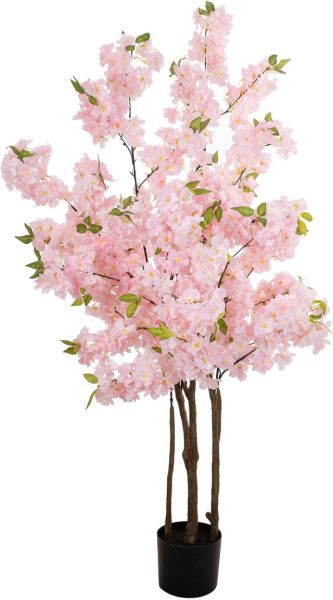 EUROPALMS Kirschbaum mit 3 Stämmen, Kunstpflanze, rosé, 160cm