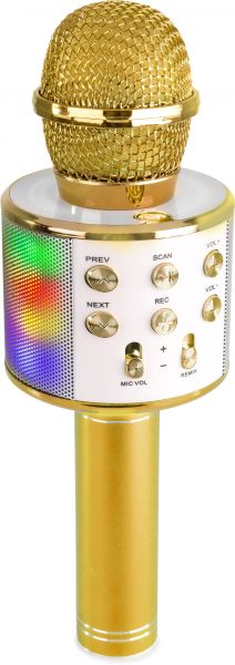 Max KM15G Karaoke-Mikrofon mit Lautsprecher und LED-Licht BT/MP3 LED Gold
