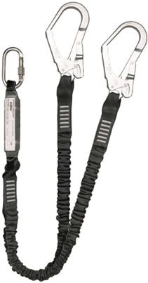 Riggatec Lanyard mit Energieabsorber, 2x Gerüsthaken, Karabiner, 2m