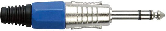 DAP 6.3 mm. Klinkeverbinder Stereo, Nickel/ Endkappe Blau