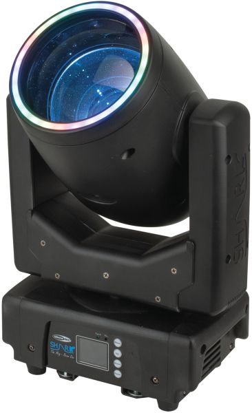 Showtec Shark - The Meg - Beam One Kompakter 100-W-LED-Strahler mit Moving Head und LED-Ring