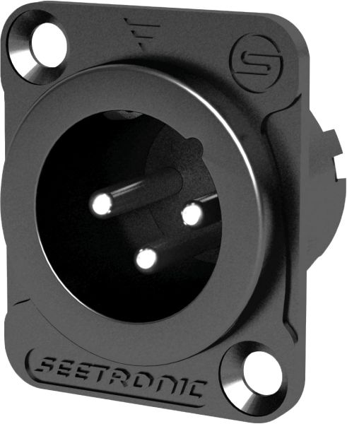 Seetronic XLR 3P Chassis, male Silberkontakte, schwarzes Gehäuse