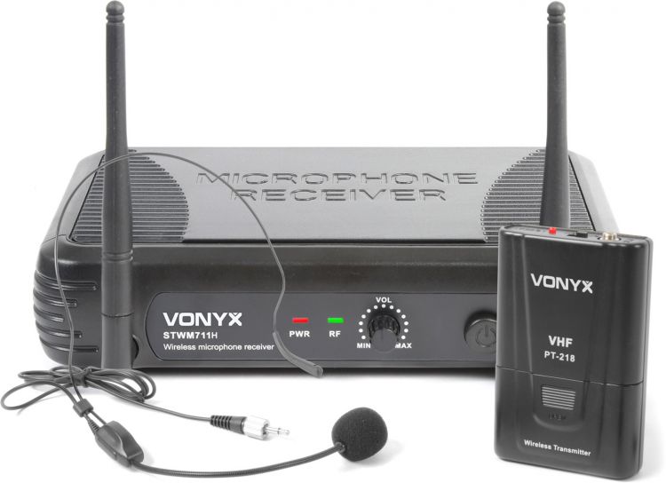 Vonyx STWM711H Drahtloses 1-Kanal-VHF-Headset-Mikrofonsystem