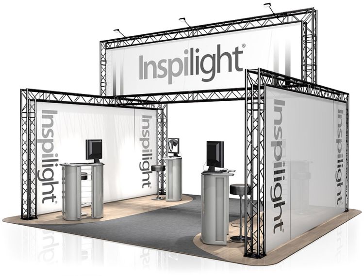 Messestand FD 24 - 4 x 5 x 2,5/3,78 m (LxBxH) - 20 m² RAL9005 - Schwarz - Seidenmatt
