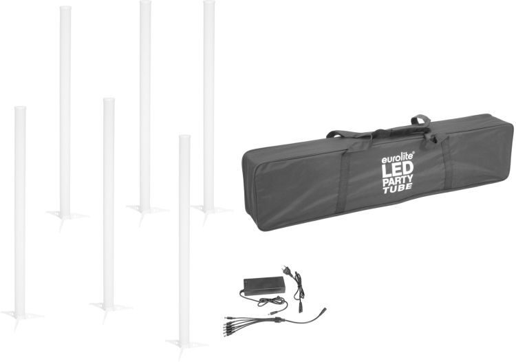 EUROLITE Set 6x AKKU LED Party Tube IR + Ladenetzteil + Soft-Bag