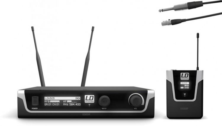 LD Systems U505 BPG Funkmikrofon System mit Bodypack und Gitarren Kabel